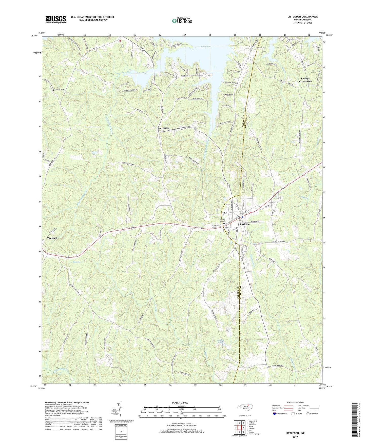 Littleton North Carolina US Topo Map Image
