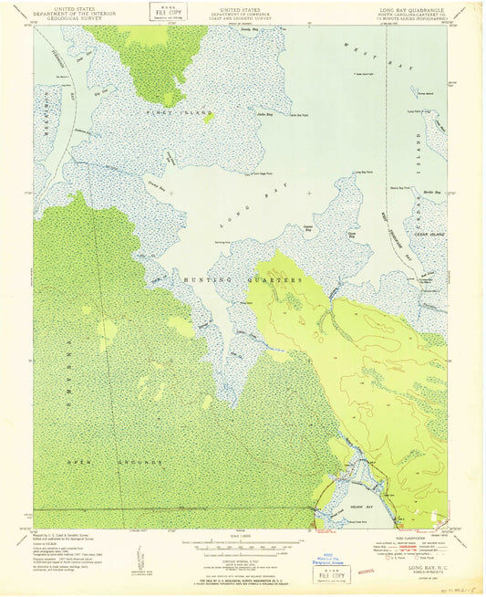 Classic USGS Long Bay North Carolina 7.5'x7.5' Topo Map Image