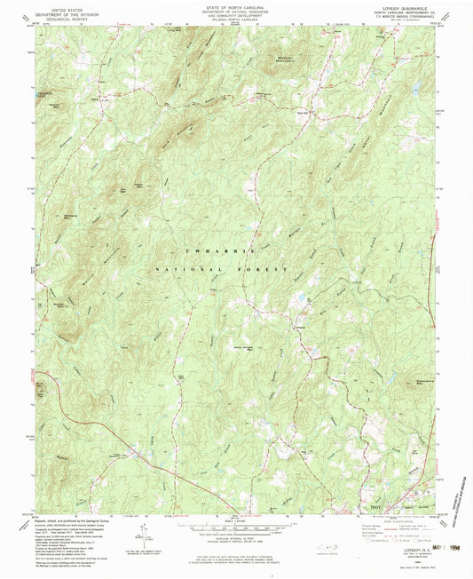 USGS Classic Lovejoy North Carolina 7.5'x7.5' Topo Map Image