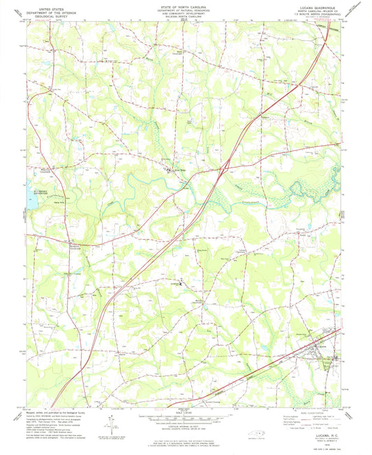 Classic USGS Lucama North Carolina 7.5'x7.5' Topo Map Image