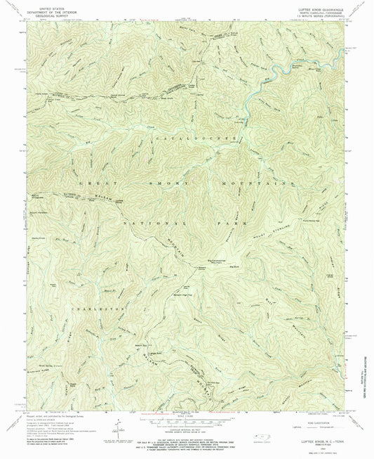 USGS Classic Luftee Knob North Carolina 7.5'x7.5' Topo Map Image