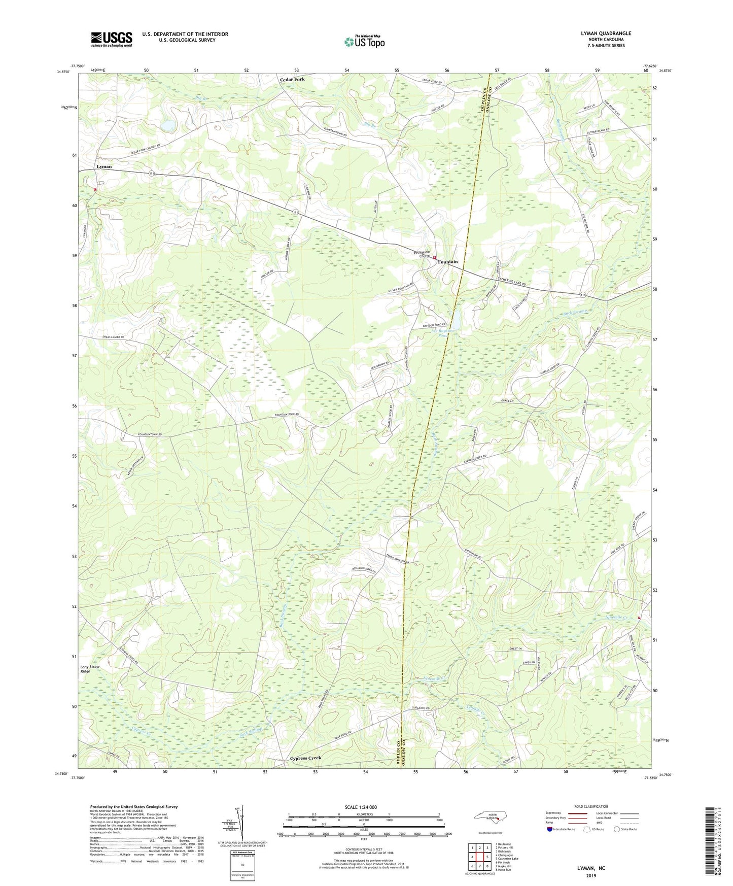 Lyman North Carolina US Topo Map Image