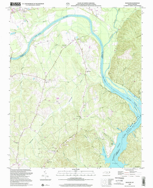Classic USGS Mangum North Carolina 7.5'x7.5' Topo Map Image