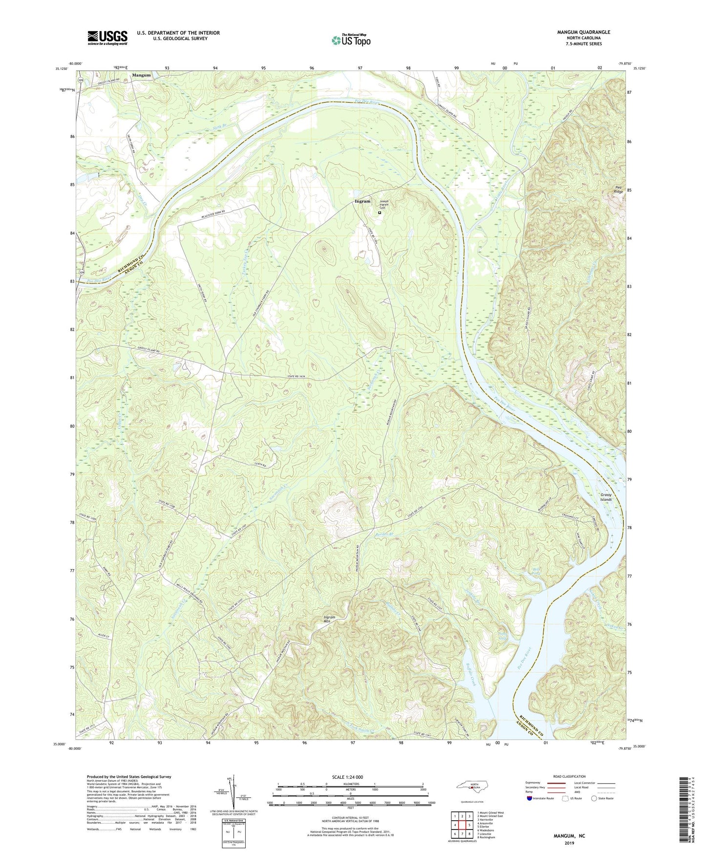 Mangum North Carolina US Topo Map Image
