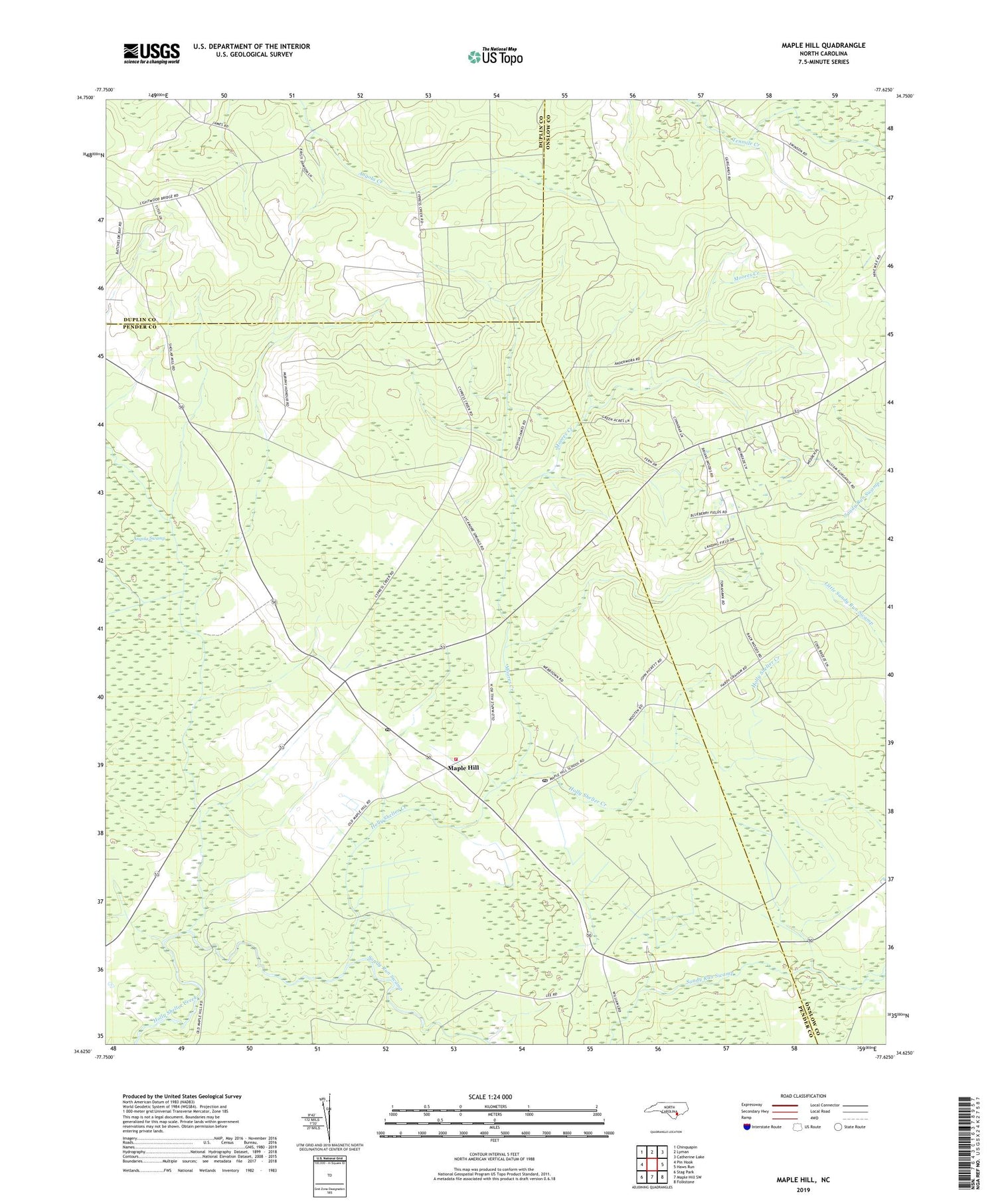 Maple Hill North Carolina US Topo Map Image