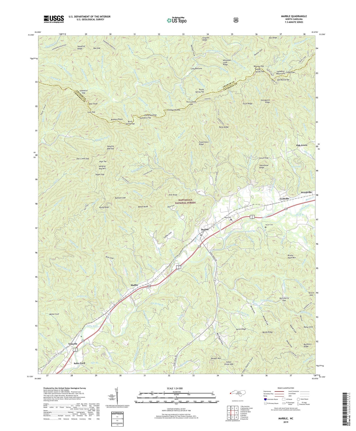 Marble North Carolina US Topo Map Image