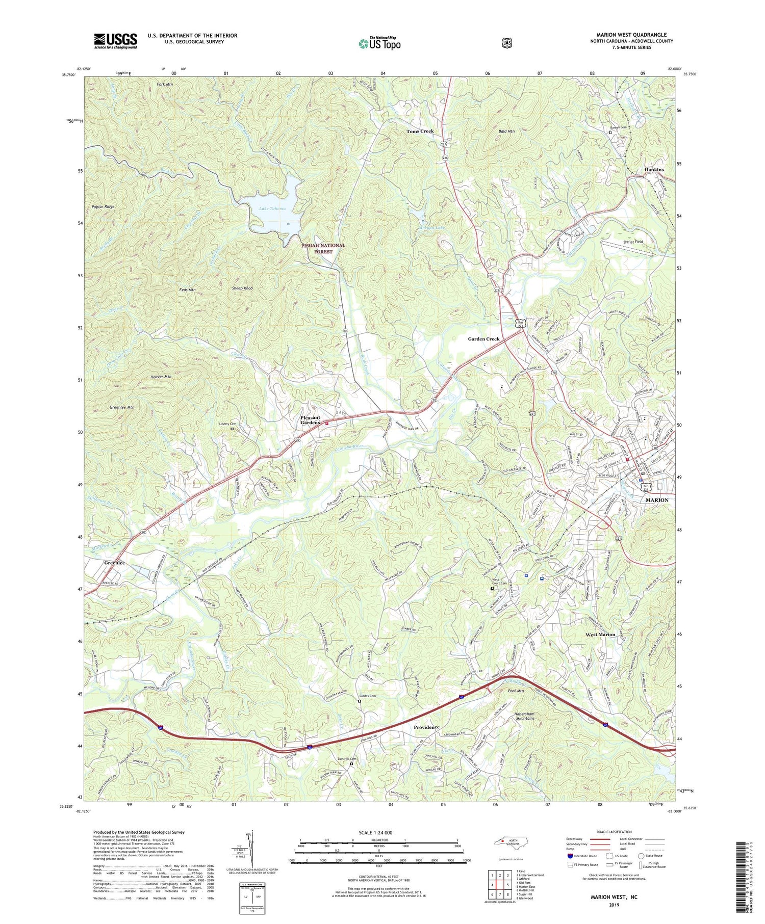 Marion West North Carolina US Topo Map Image