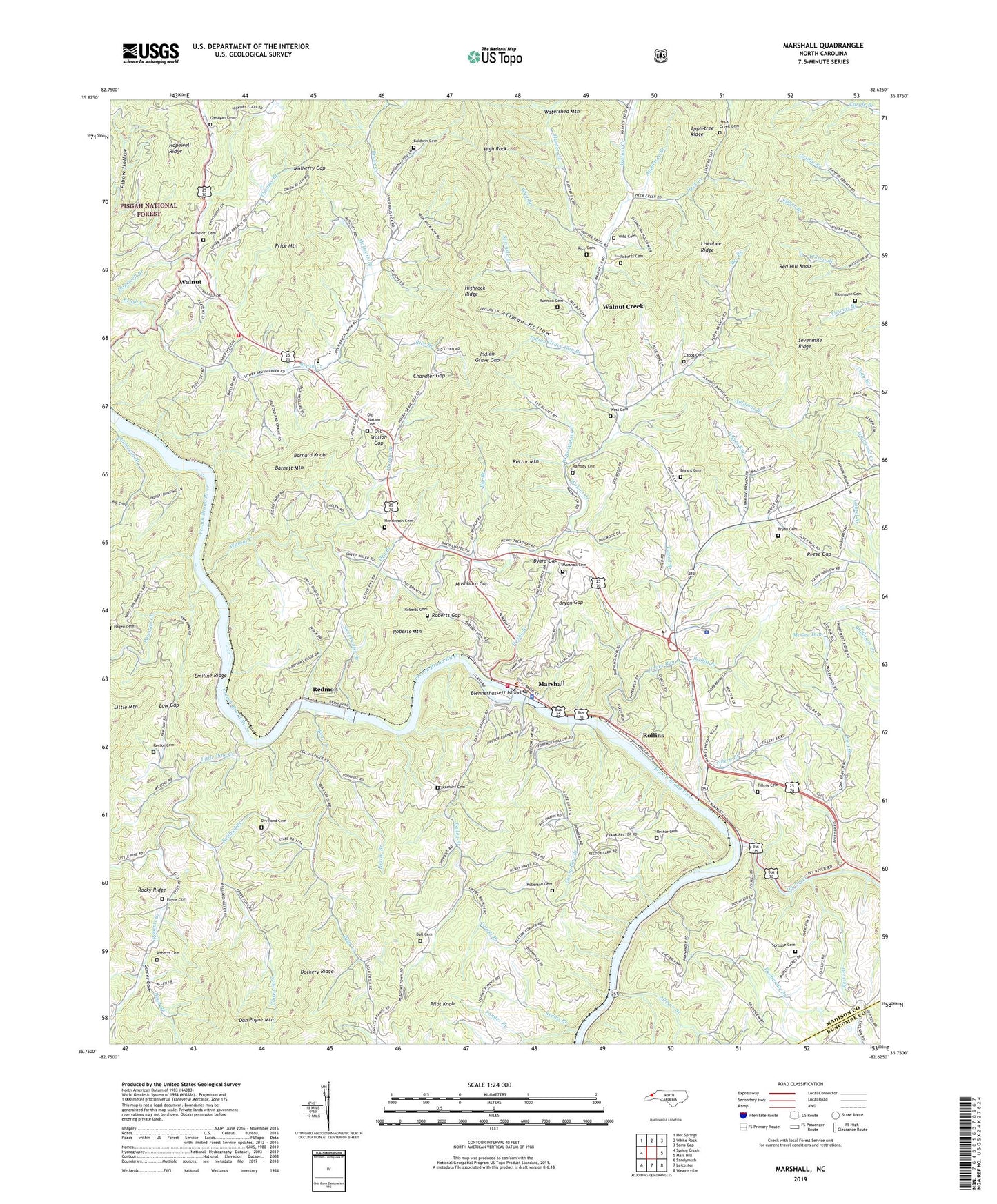 Marshall North Carolina US Topo Map Image