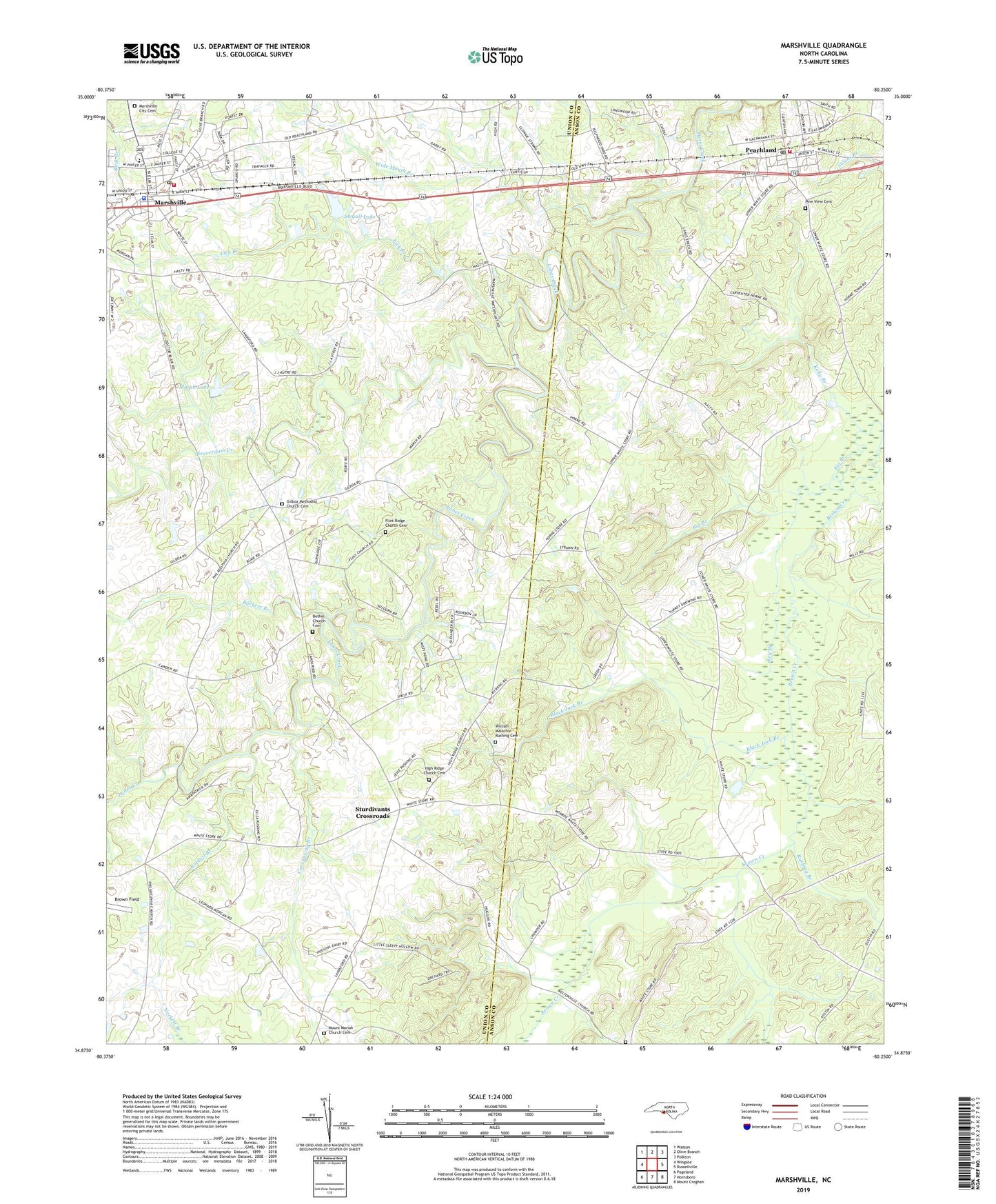 Marshville North Carolina US Topo Map Image