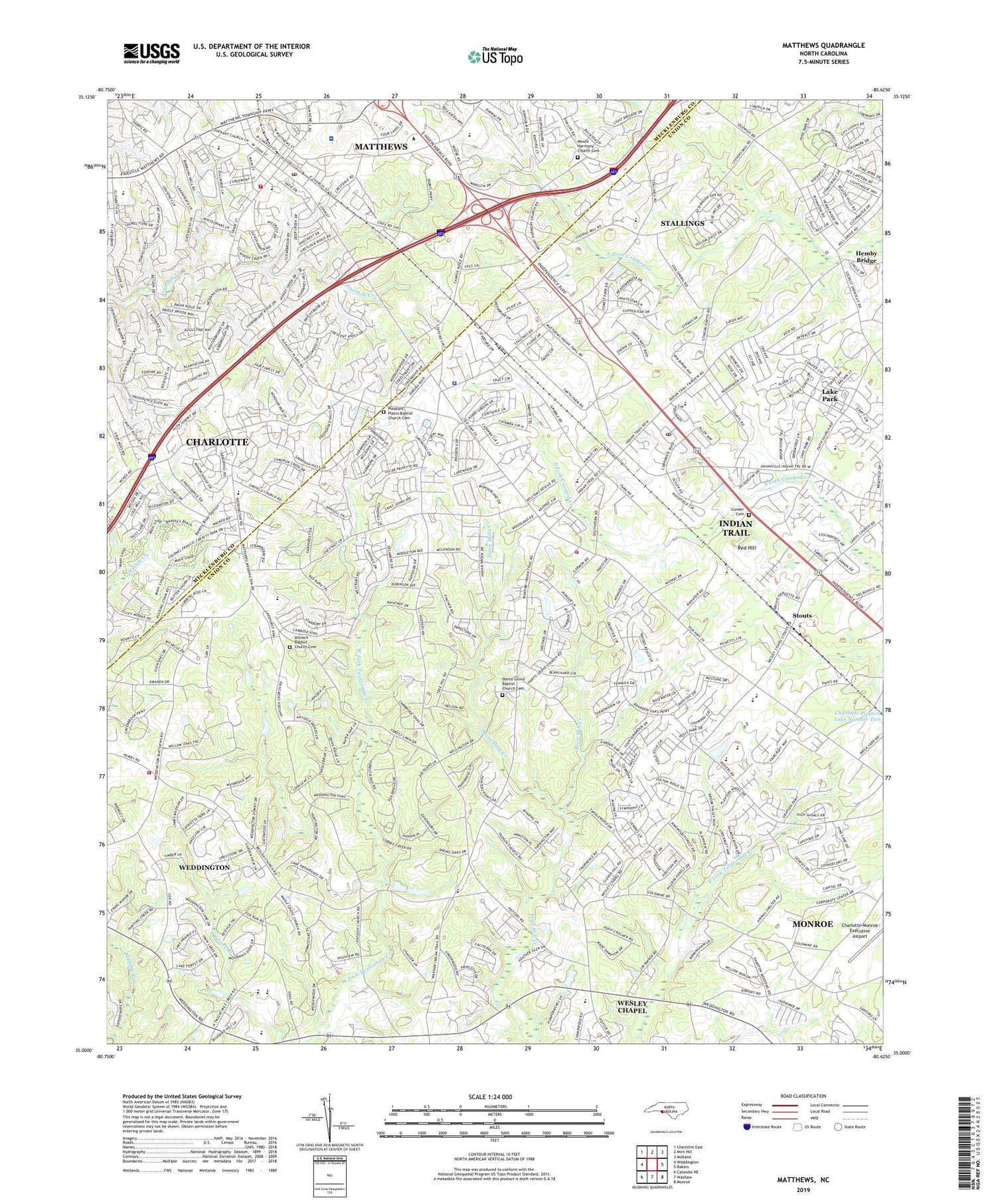 Matthews North Carolina US Topo Map Image