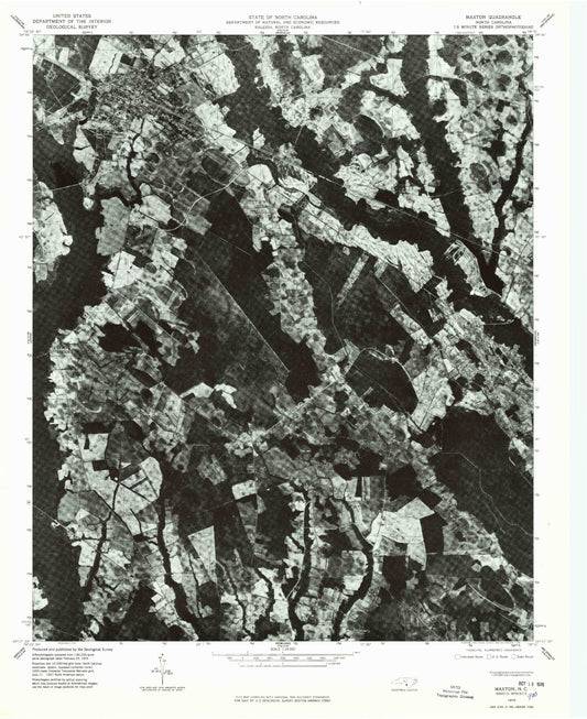 Classic USGS Maxton North Carolina 7.5'x7.5' Topo Map Image