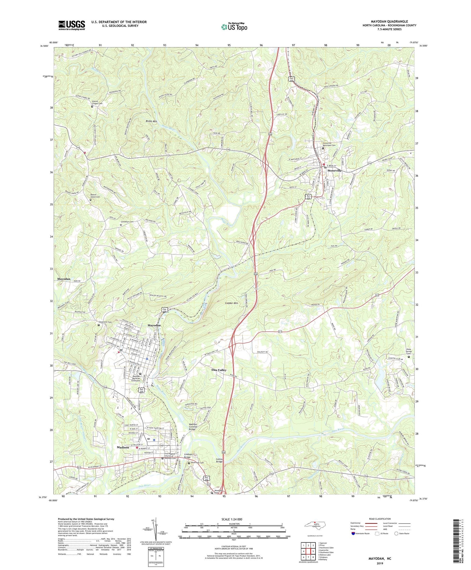 Mayodan North Carolina US Topo Map Image