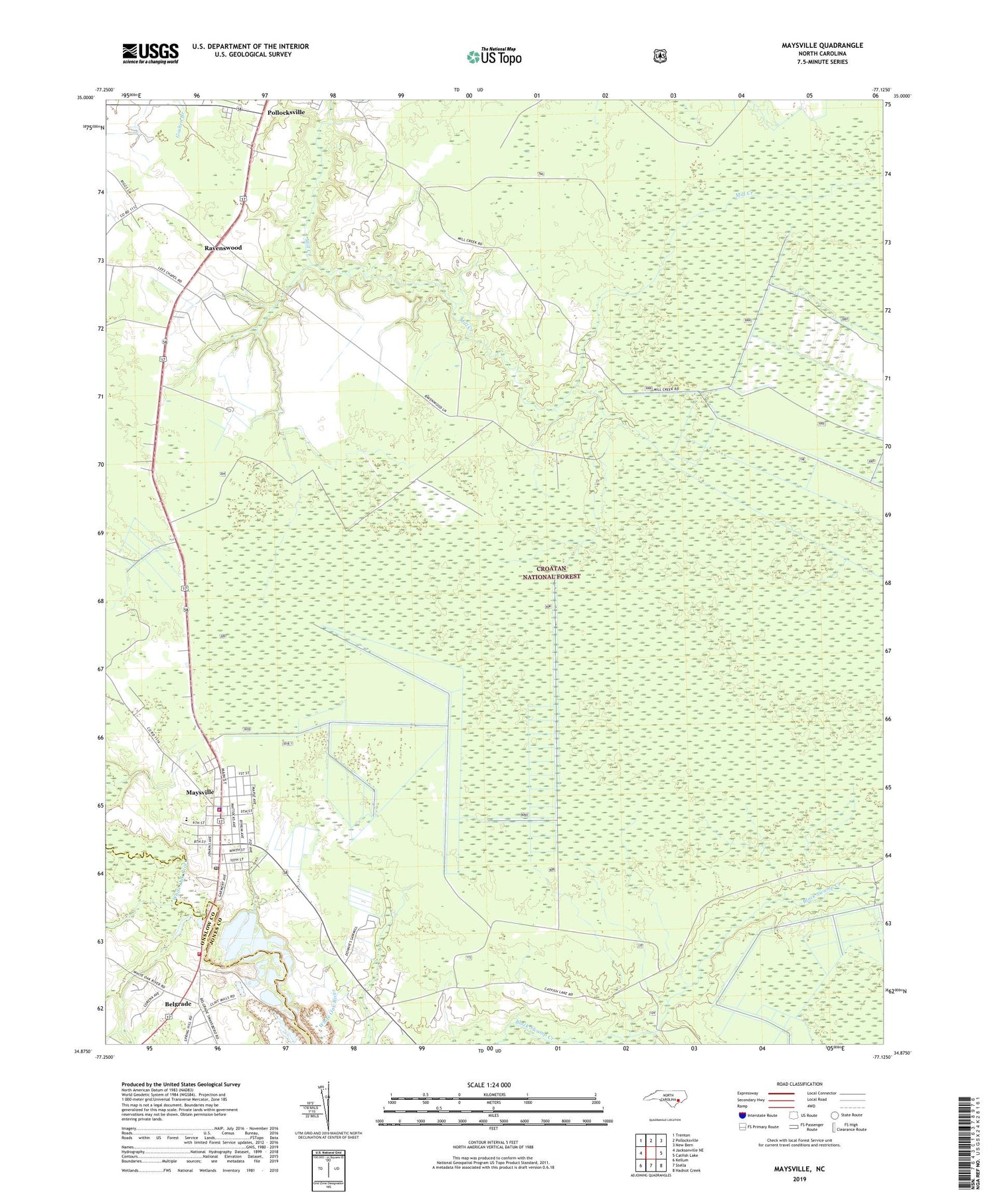 Maysville North Carolina US Topo Map Image