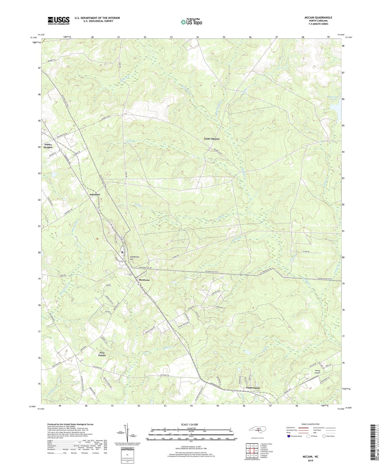 McCain North Carolina US Topo Map Image