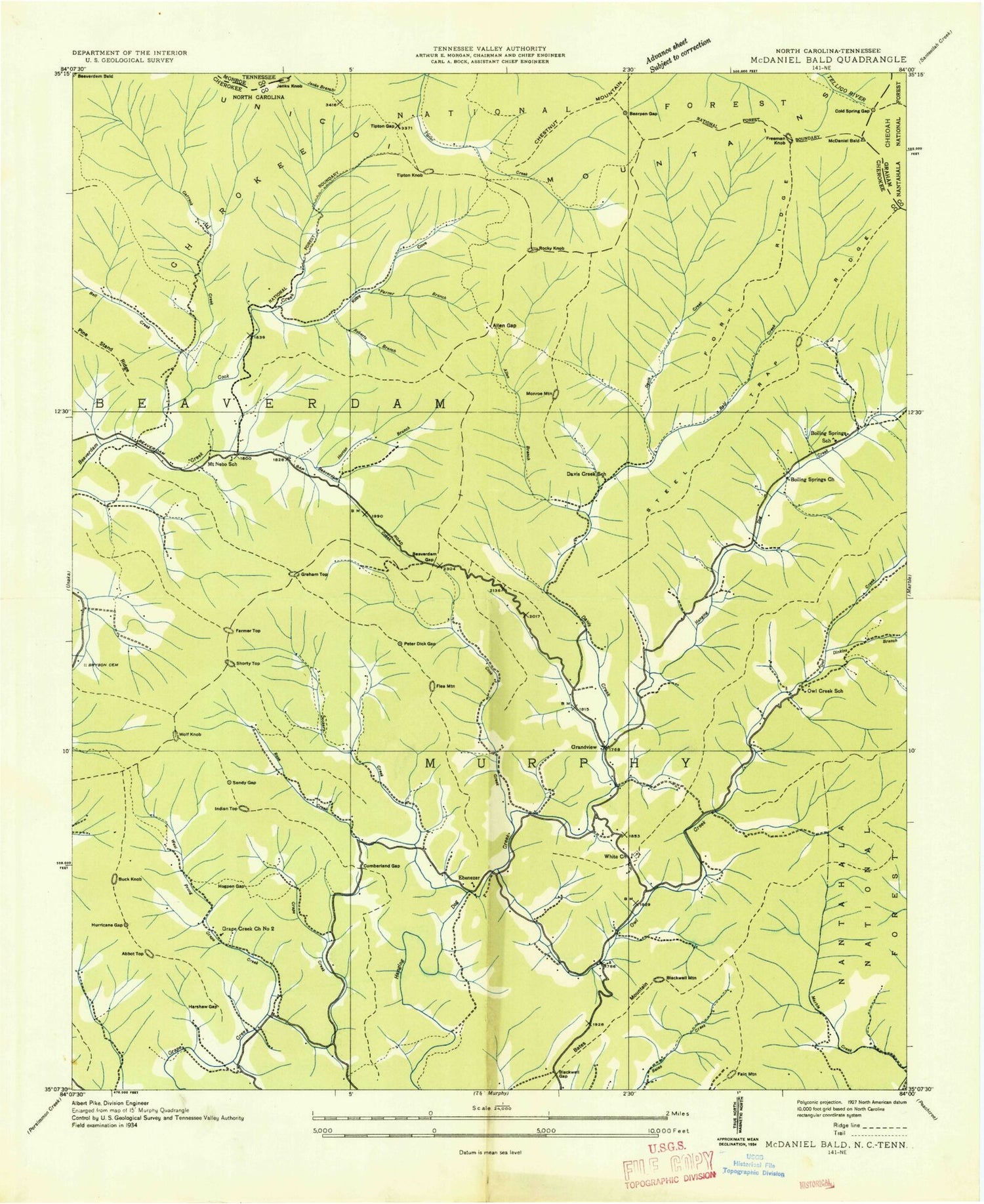 Classic USGS McDaniel Bald North Carolina 7.5'x7.5' Topo Map Image