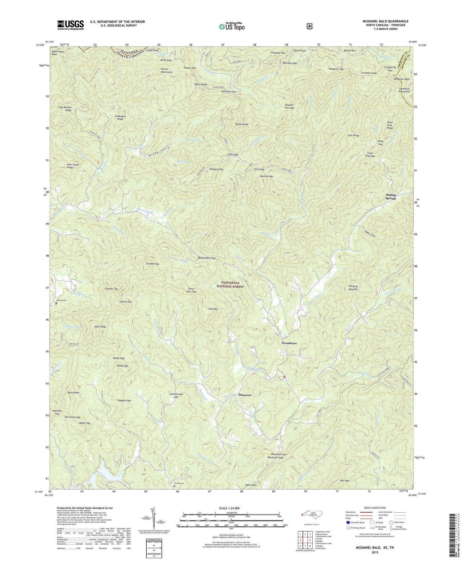 McDaniel Bald North Carolina US Topo Map Image