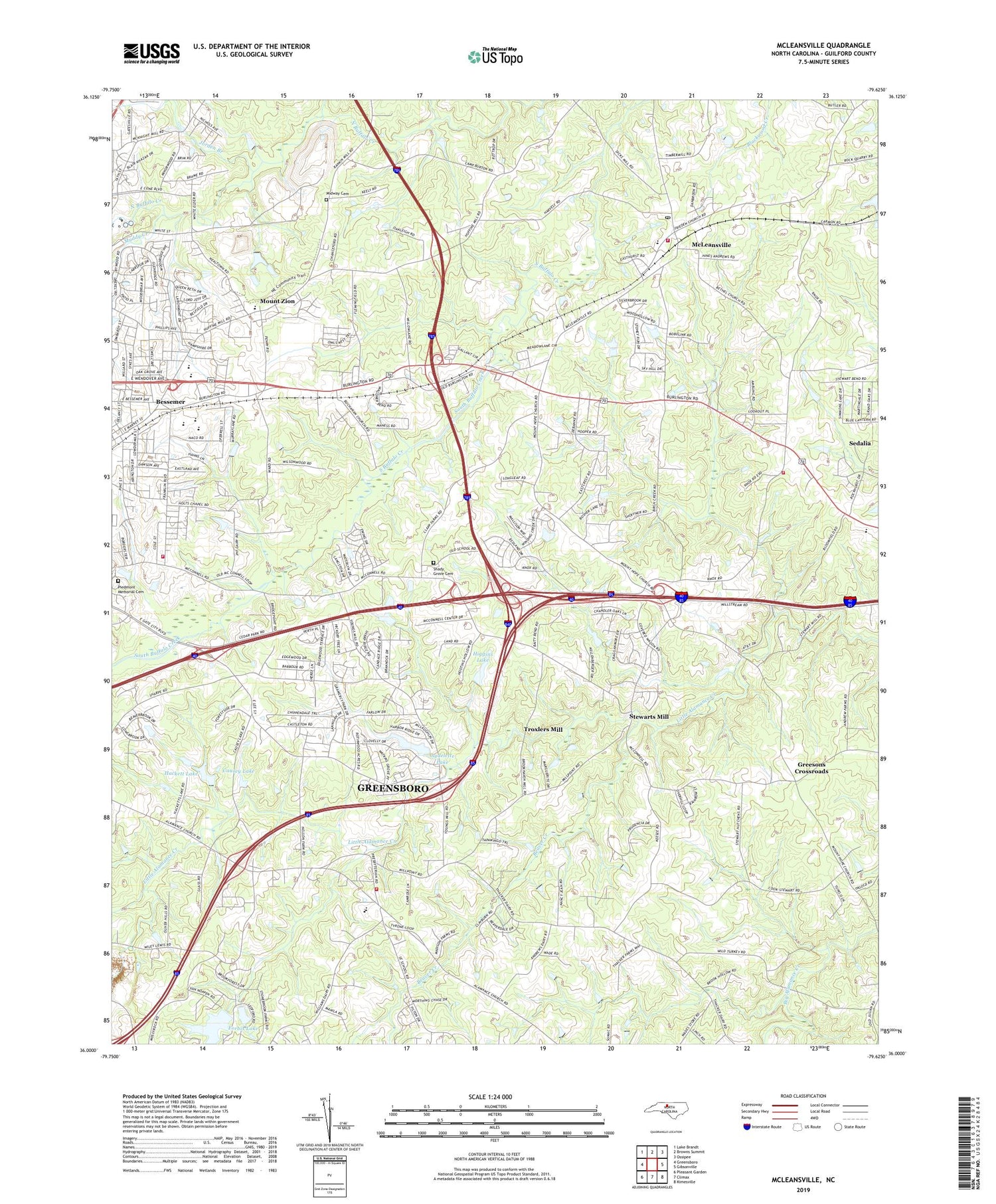 McLeansville North Carolina US Topo Map Image