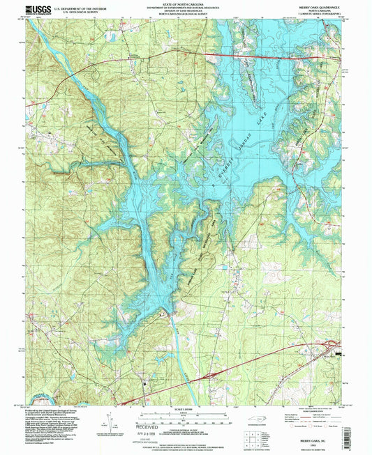 Classic USGS Merry Oaks North Carolina 7.5'x7.5' Topo Map Image