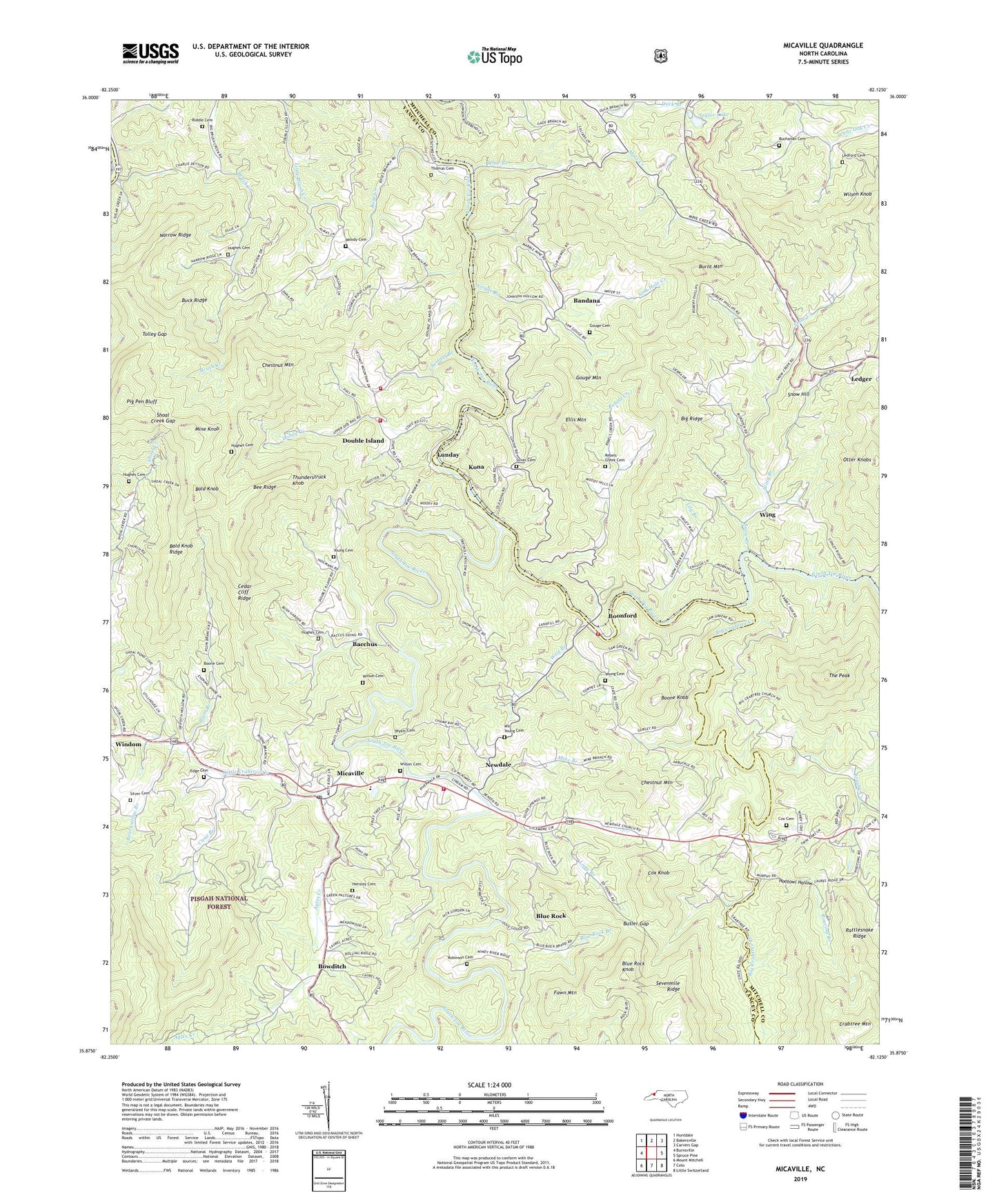 Micaville North Carolina US Topo Map Image