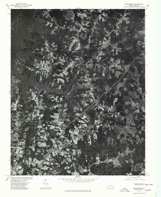 Classic USGS Middleburg North Carolina 7.5'x7.5' Topo Map Image