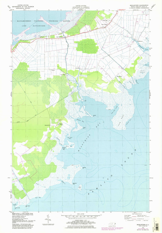 Classic USGS Middletown North Carolina 7.5'x7.5' Topo Map Image