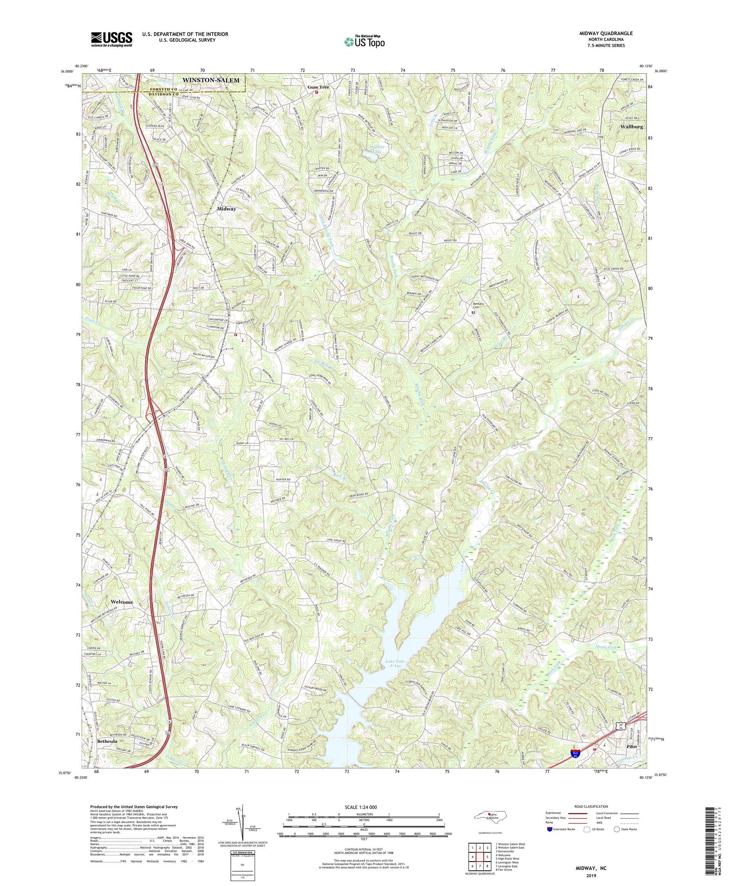 Midway North Carolina US Topo Map Image