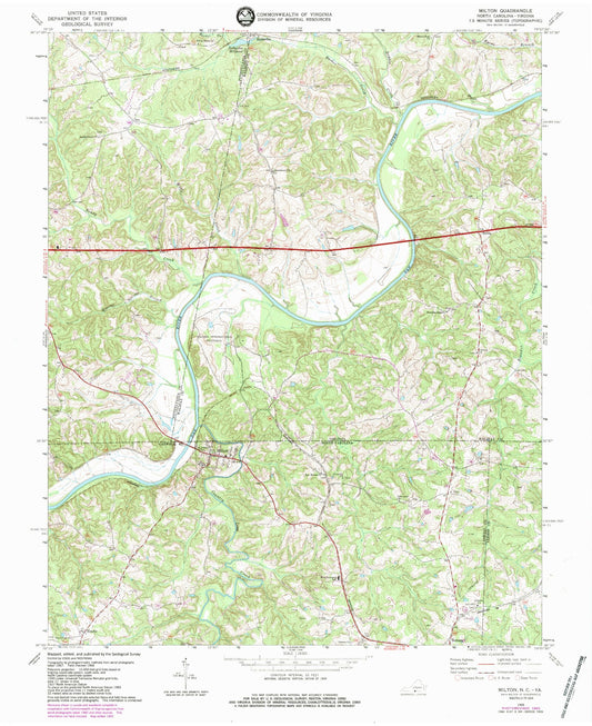 Classic USGS Milton North Carolina 7.5'x7.5' Topo Map Image