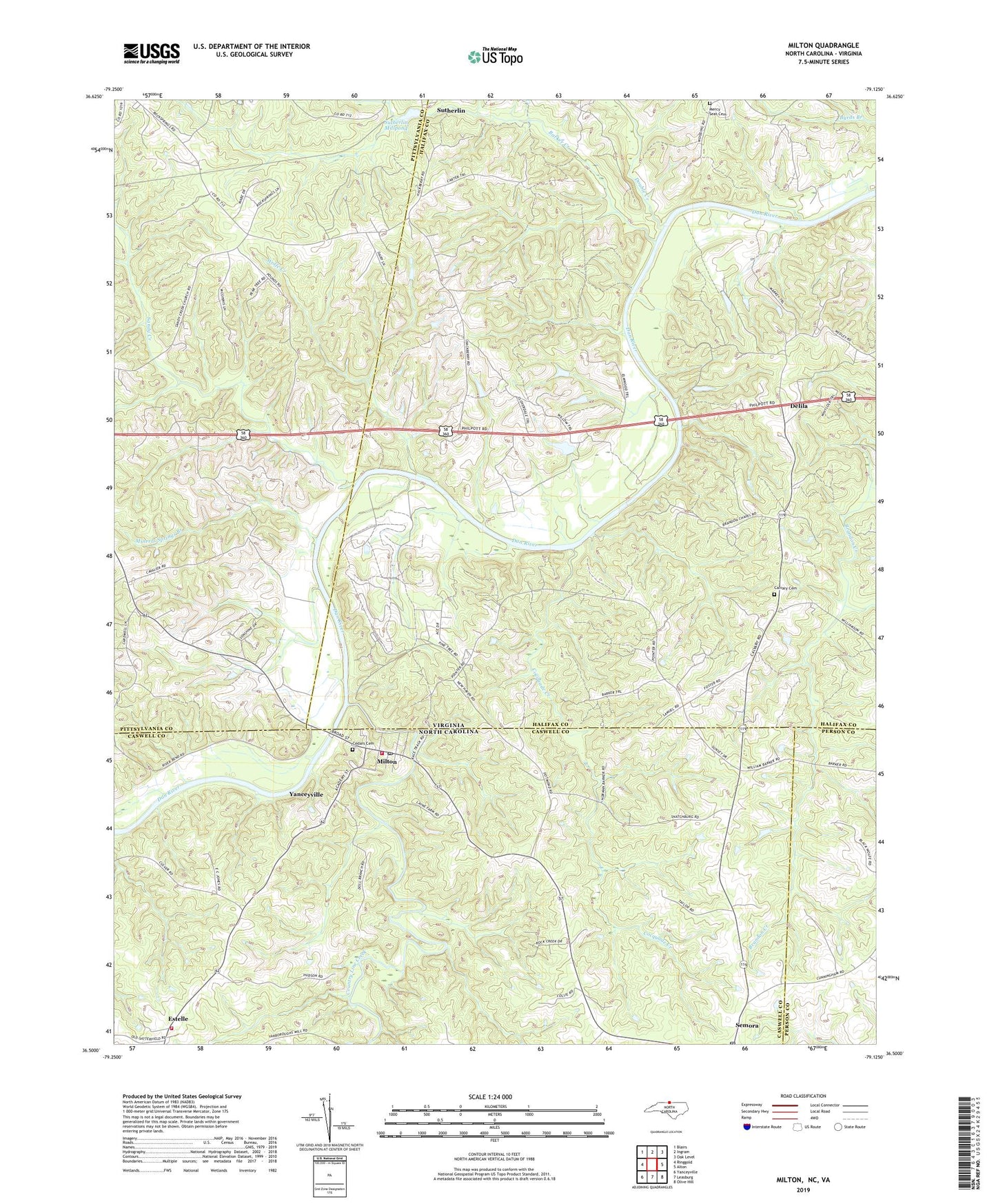 Milton North Carolina US Topo Map Image