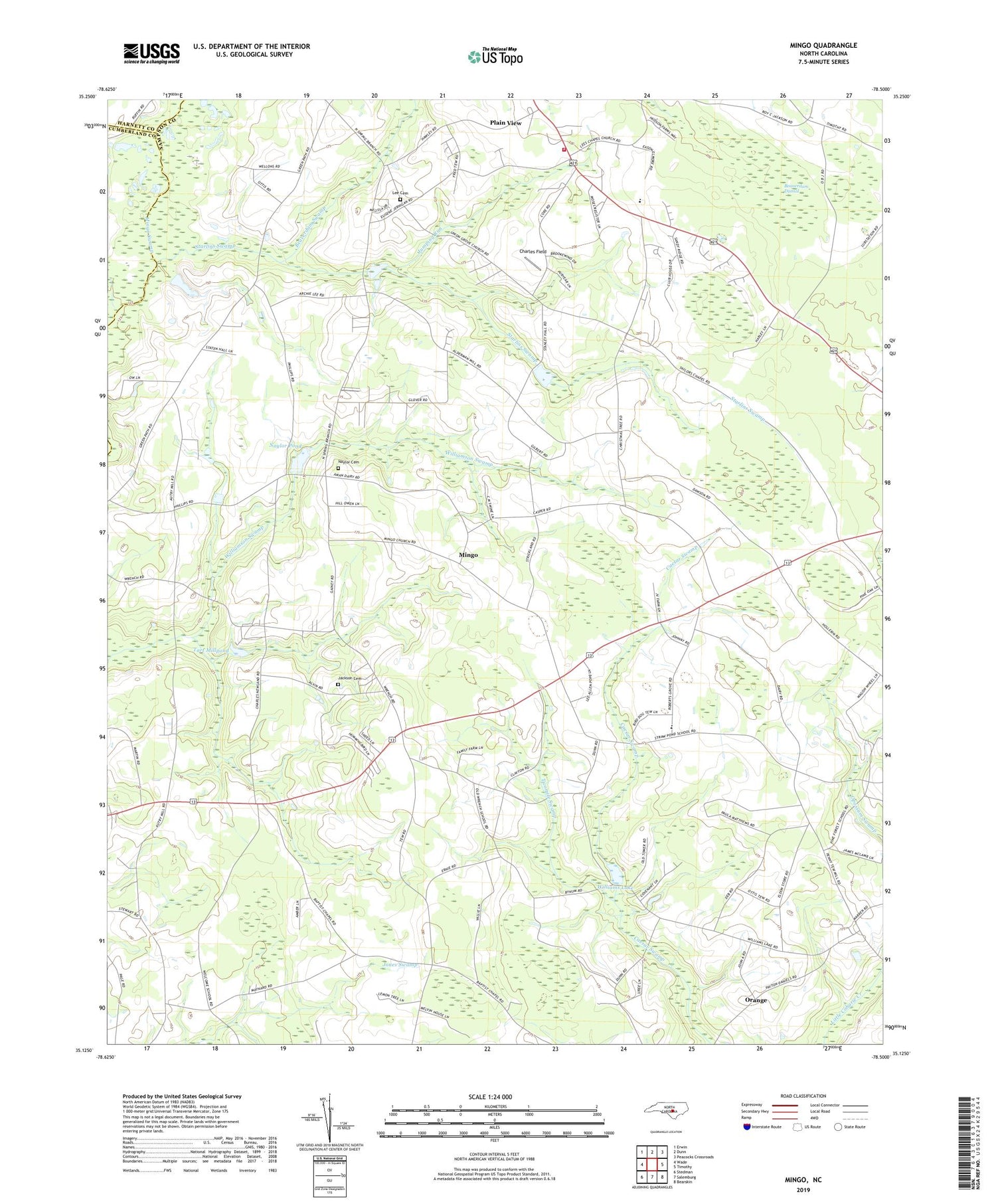 Mingo North Carolina US Topo Map Image