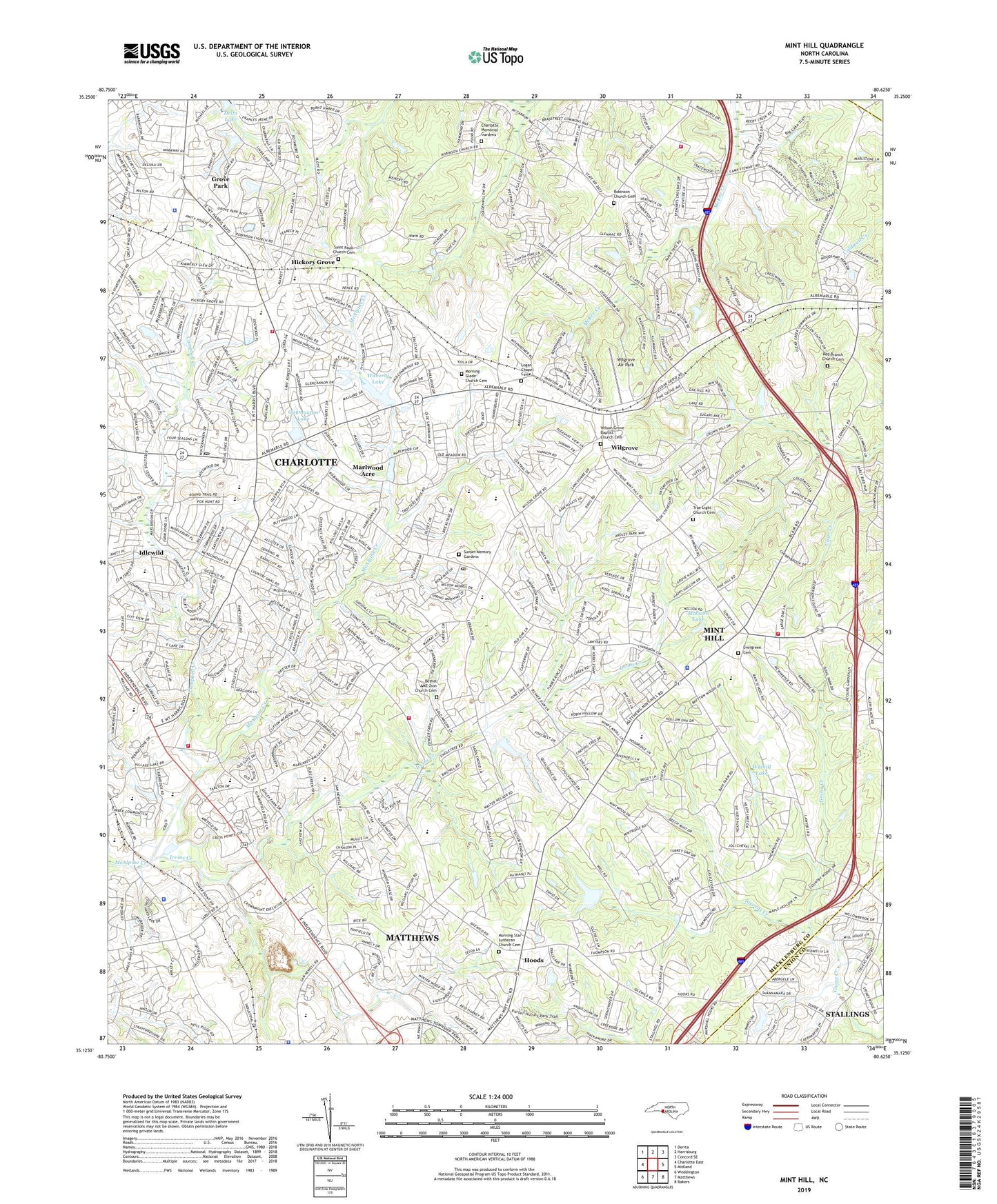 Mint Hill North Carolina US Topo Map Image