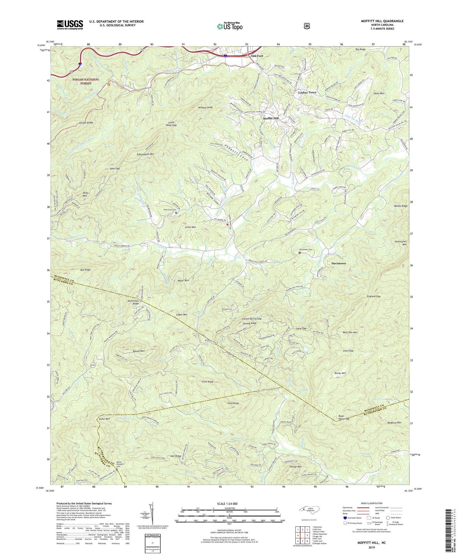 Moffitt Hill North Carolina US Topo Map Image