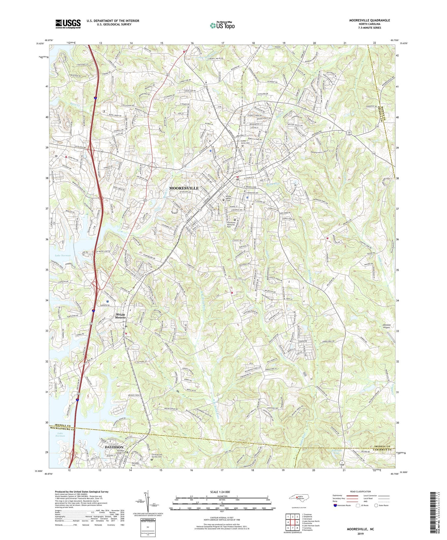 Mooresville North Carolina US Topo Map Image