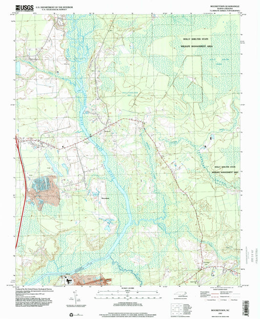 Classic USGS Mooretown North Carolina 7.5'x7.5' Topo Map Image