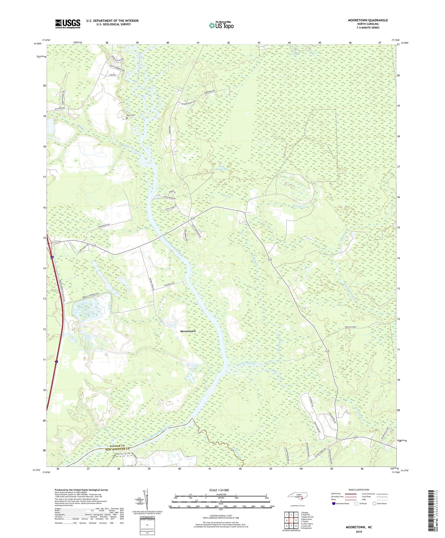 Mooretown North Carolina US Topo Map Image