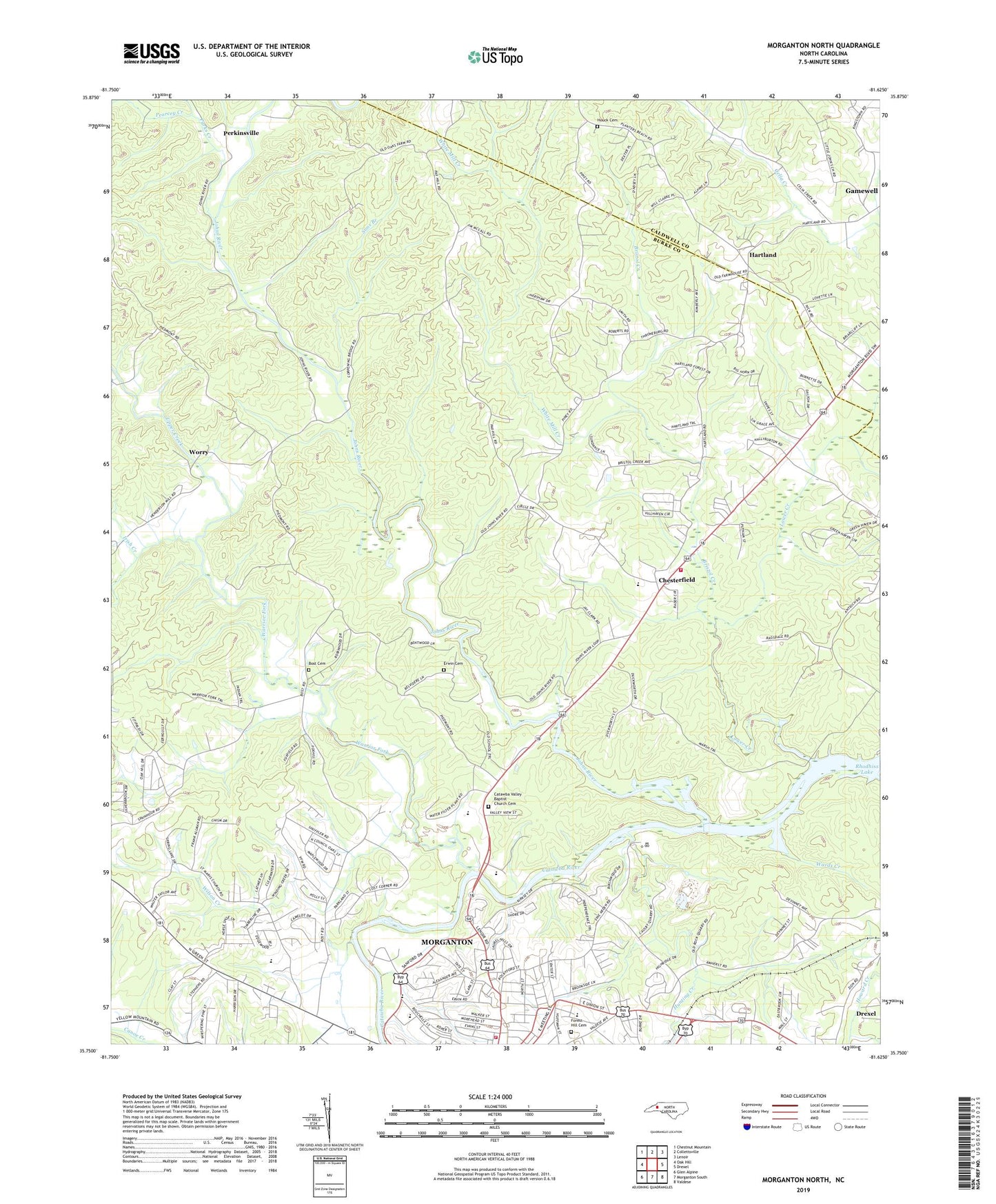 Morganton North North Carolina US Topo Map Image