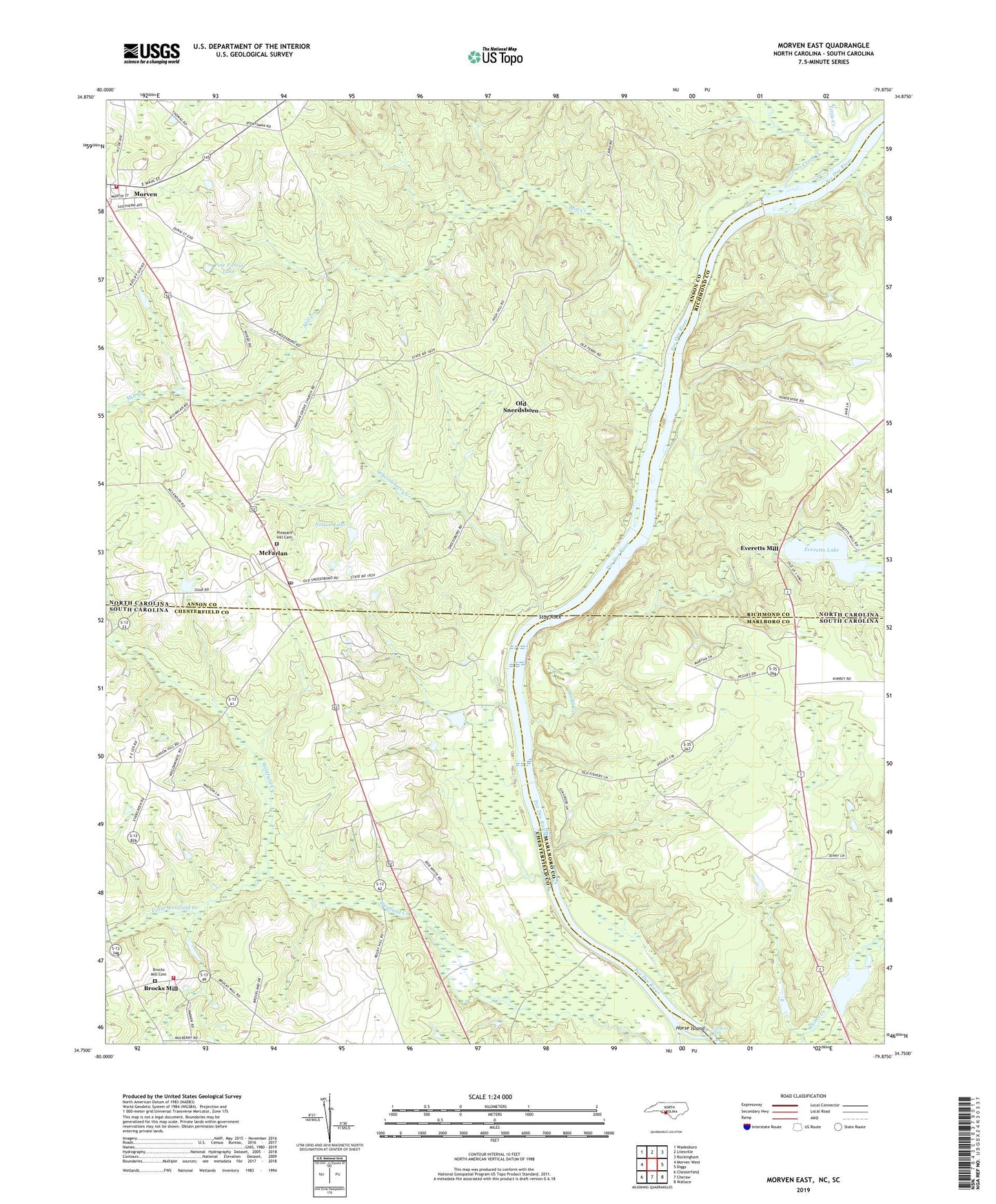 Morven East North Carolina US Topo Map Image