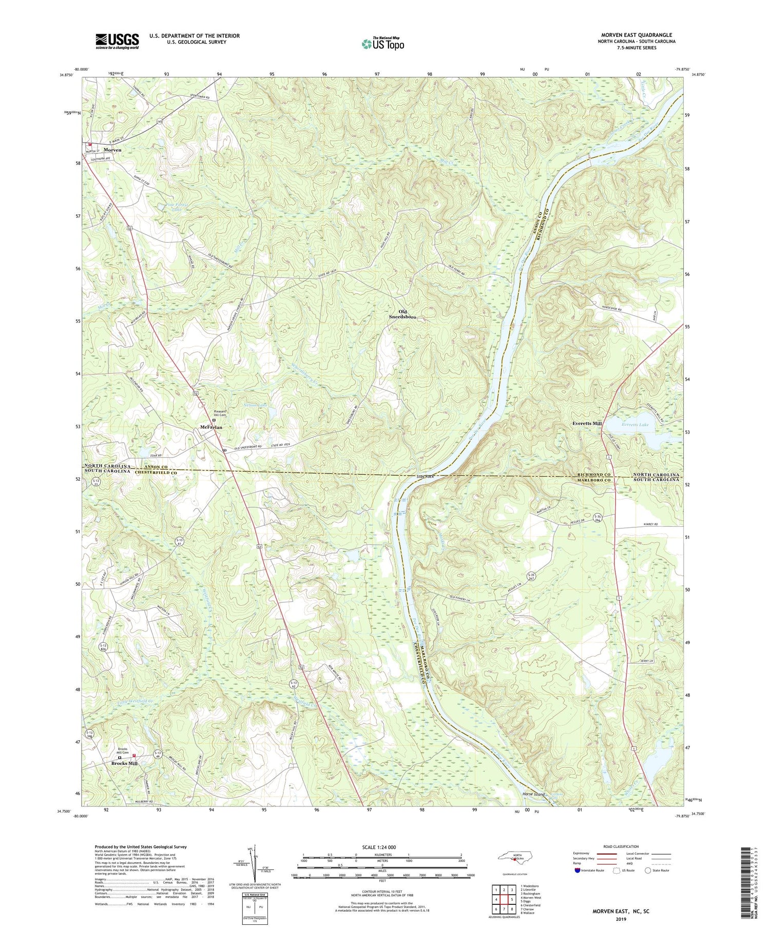 Morven East North Carolina US Topo Map Image