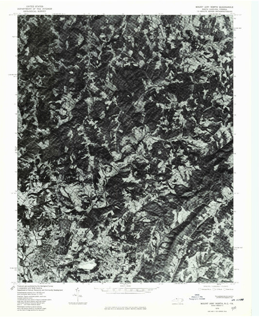 Classic USGS Mount Airy North North Carolina 7.5'x7.5' Topo Map Image
