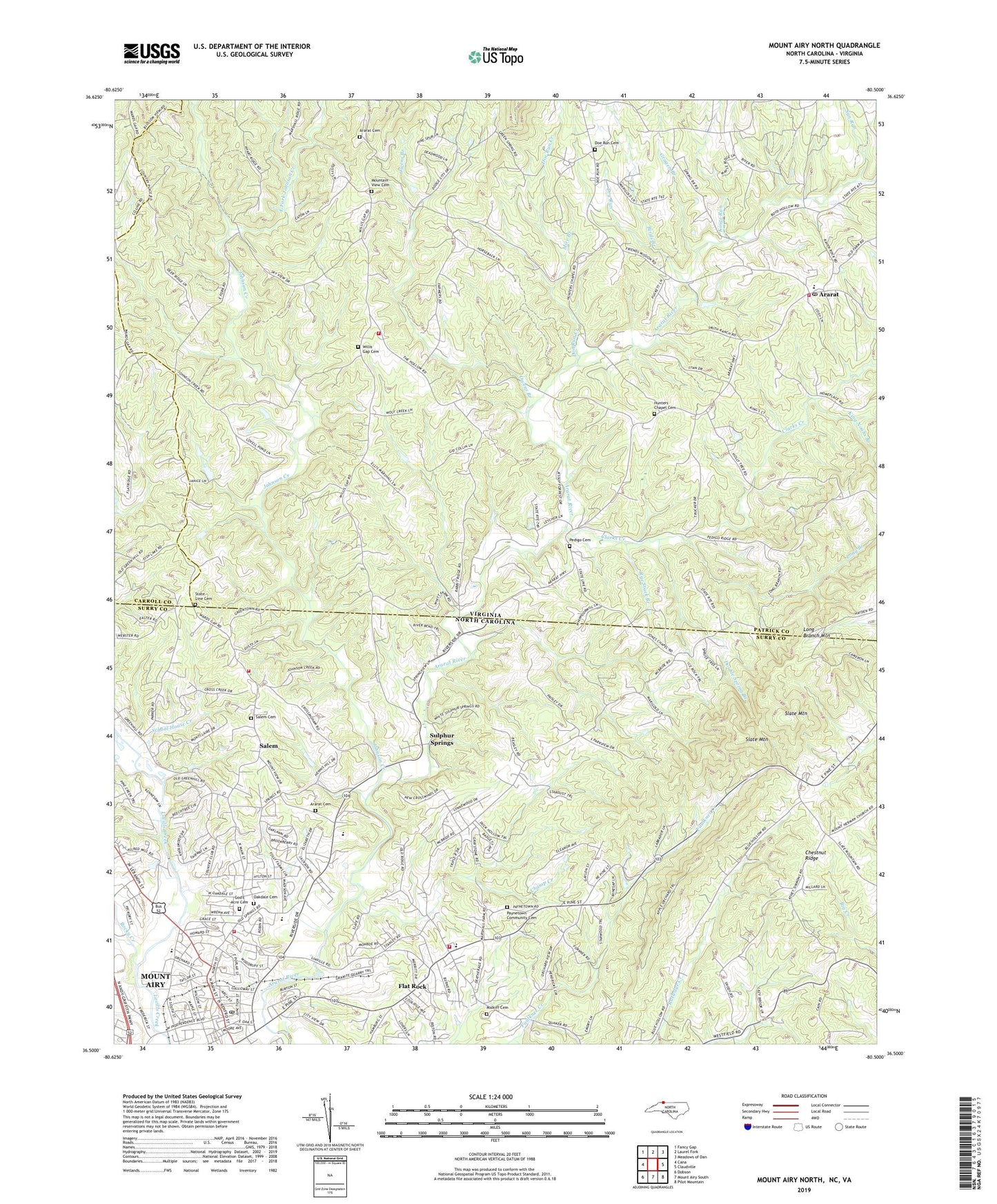 Mount Airy North North Carolina US Topo Map Image