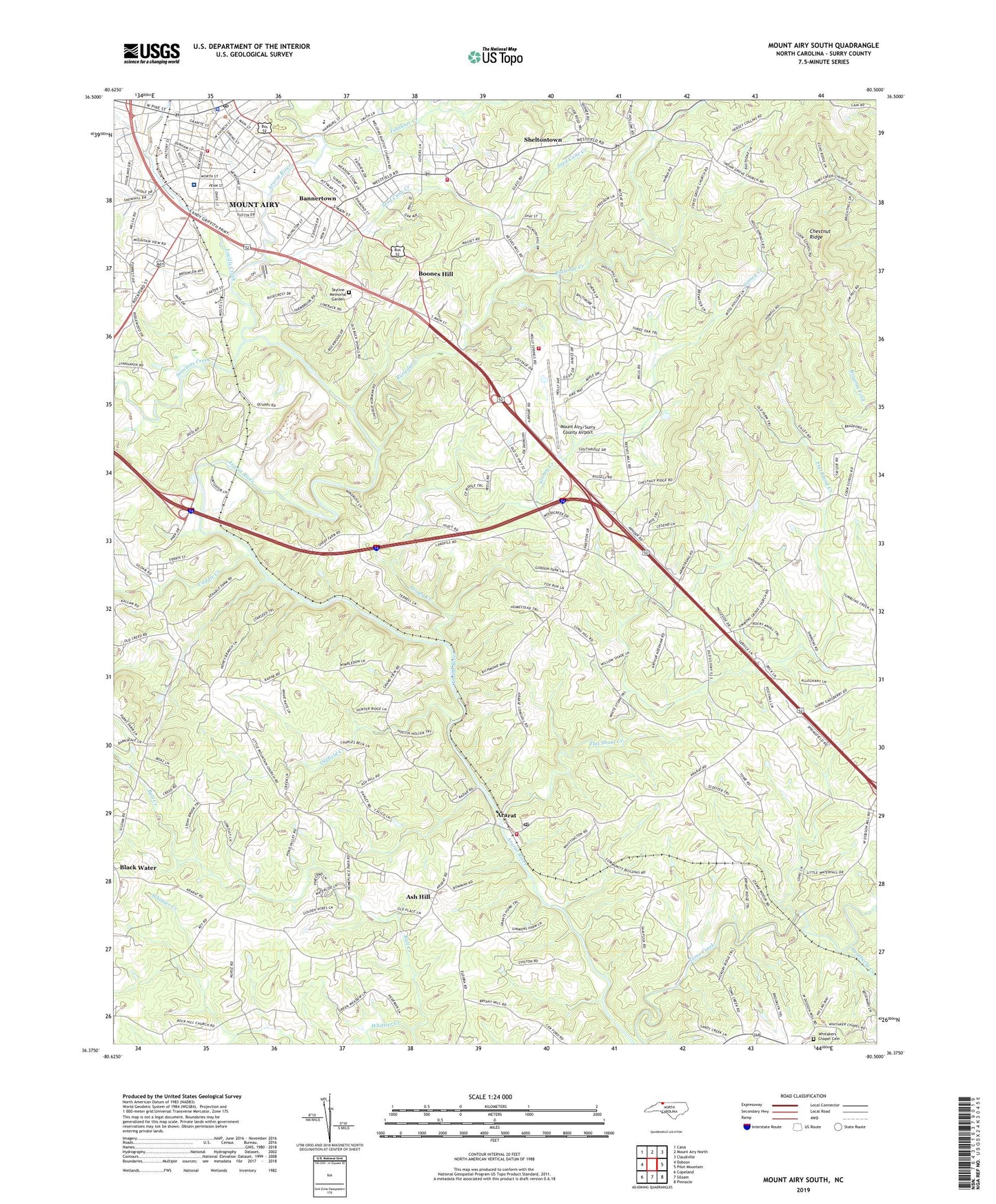 Mount Airy South North Carolina US Topo Map Image
