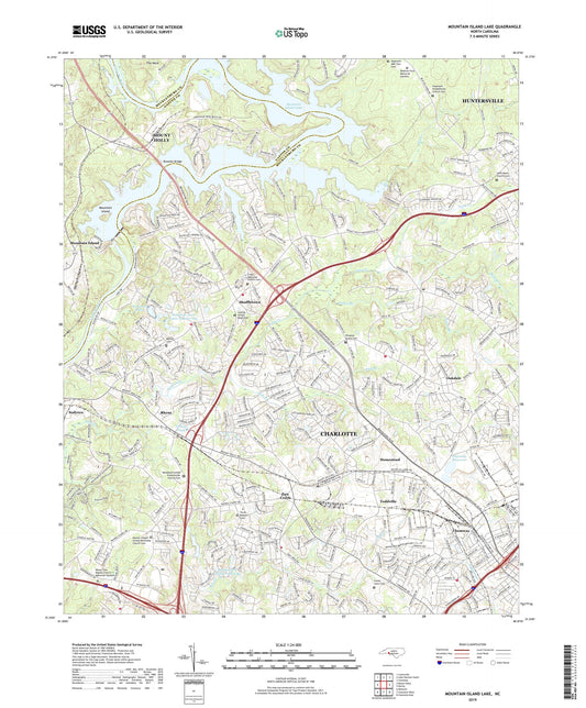 Mountain Island Lake North Carolina US Topo Map Image