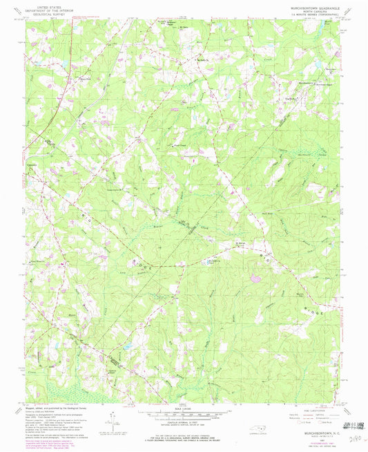 Classic USGS Murchisontown North Carolina 7.5'x7.5' Topo Map Image