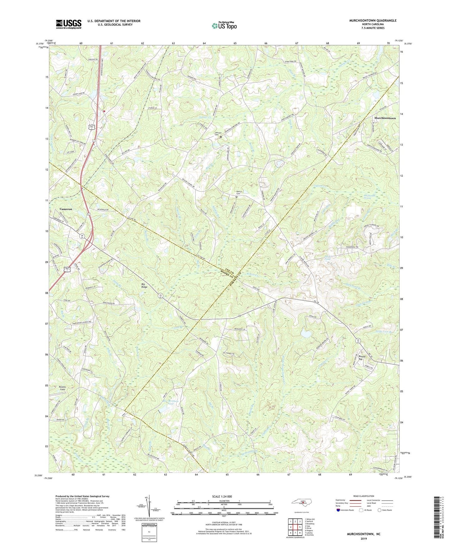 Murchisontown North Carolina US Topo Map Image