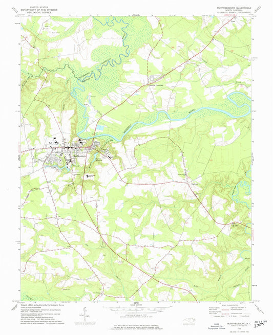 Classic USGS Murfreesboro North Carolina 7.5'x7.5' Topo Map Image