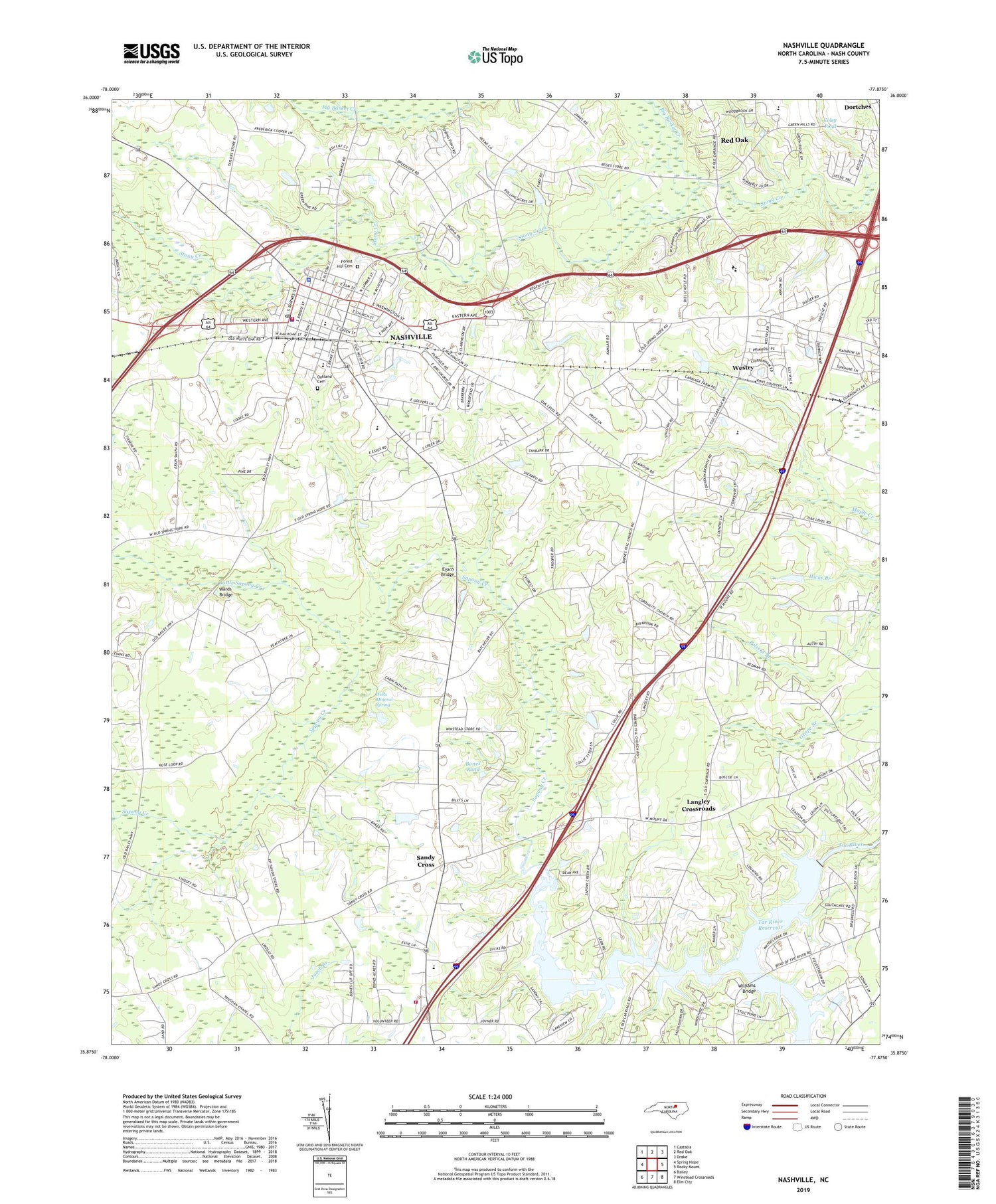 Nashville North Carolina US Topo Map Image