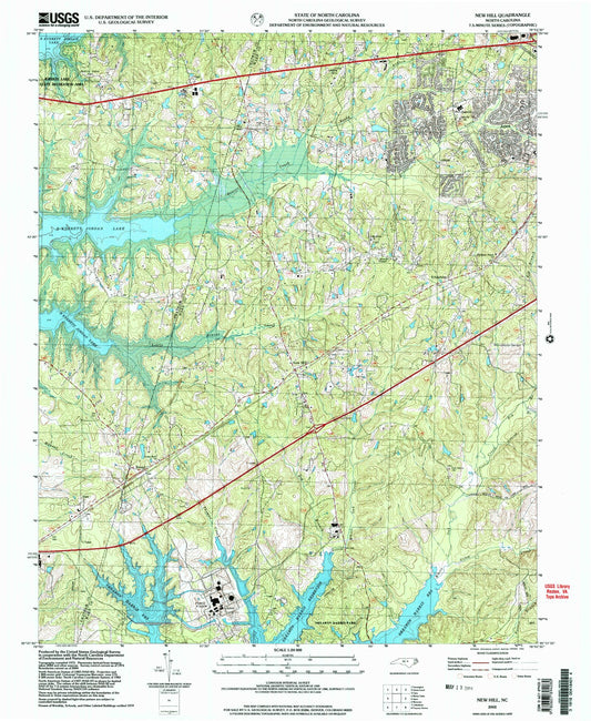 Classic USGS New Hill North Carolina 7.5'x7.5' Topo Map Image