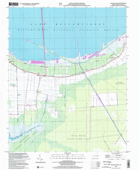 Classic USGS New Holland North Carolina 7.5'x7.5' Topo Map Image