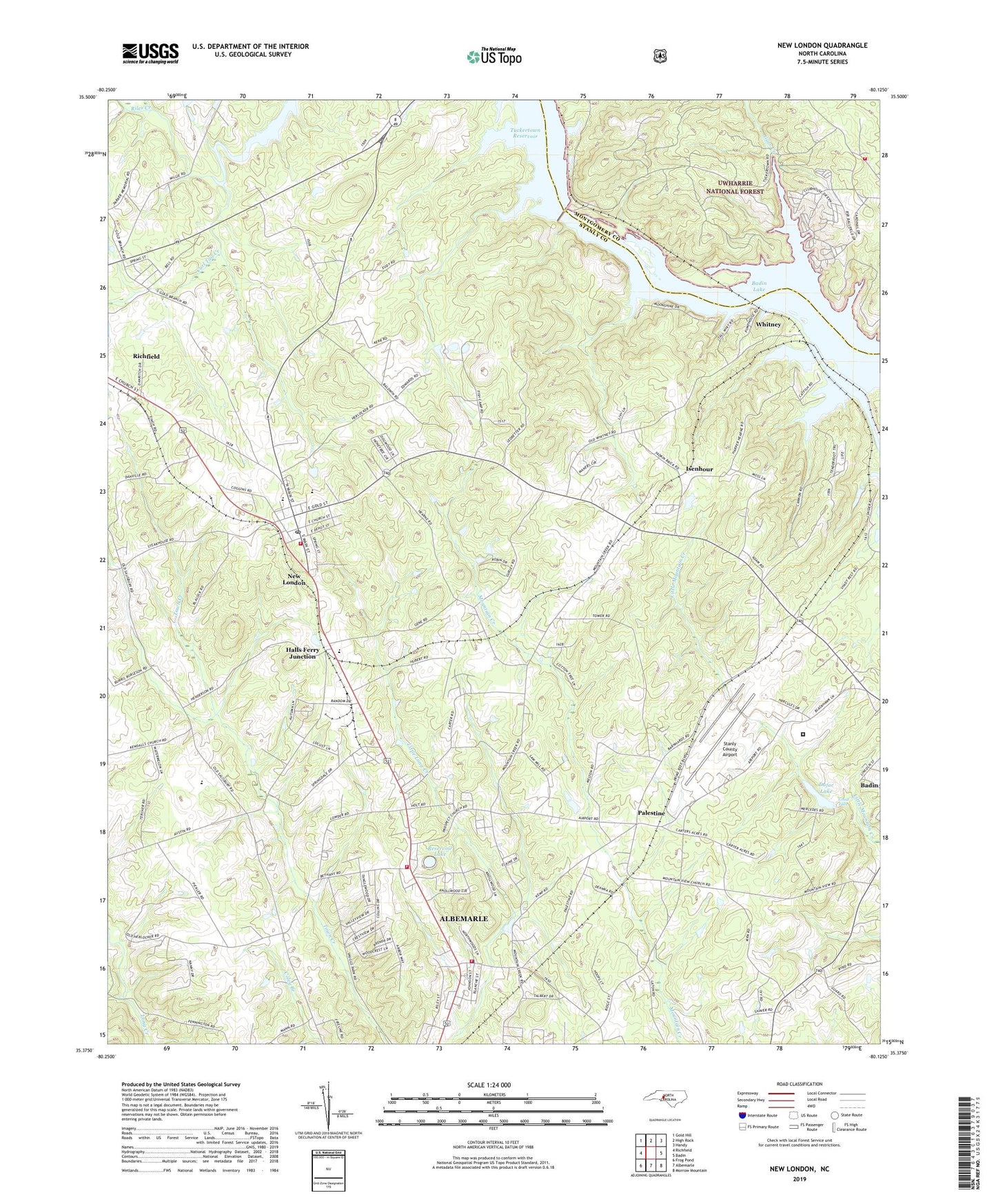 New London North Carolina US Topo Map Image