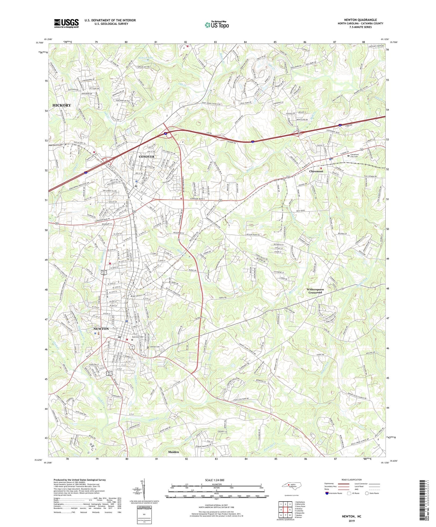 Newton North Carolina US Topo Map Image