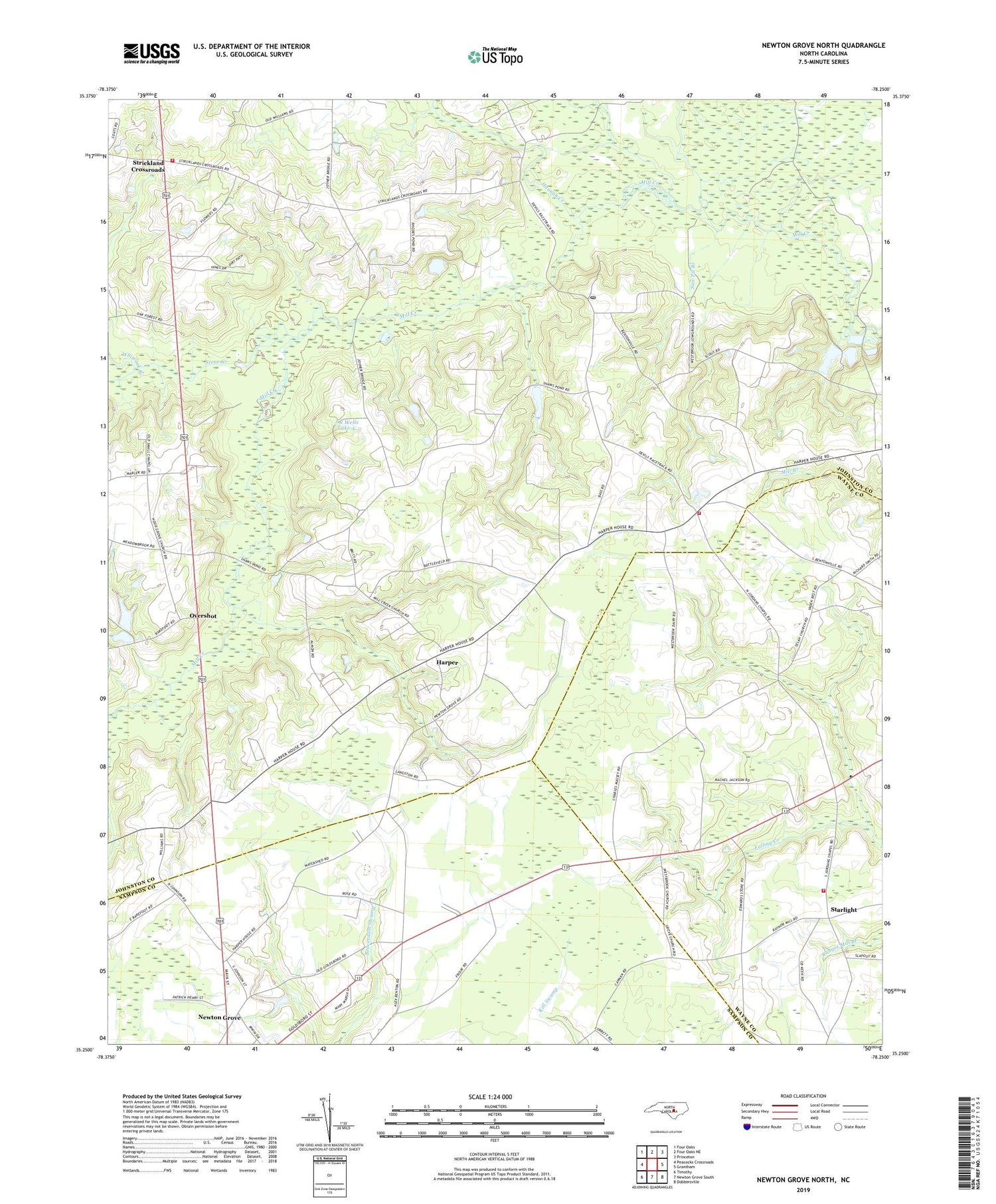 Newton Grove North North Carolina US Topo Map Image